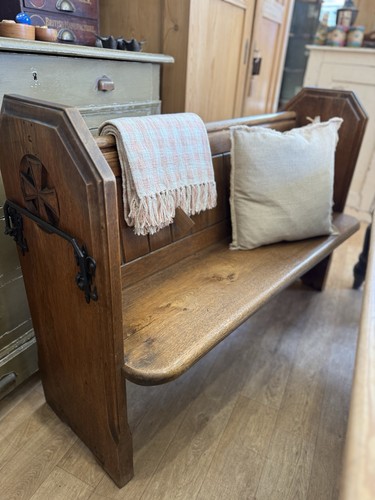 Antique oak church - oak, pew