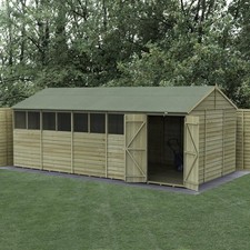 Forest 4LIFE 20x10 Shed Reverse Apex Double Door 8 Windows Wooden Garden Shed