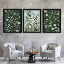 Set of 3 Sage Green Wall Art
