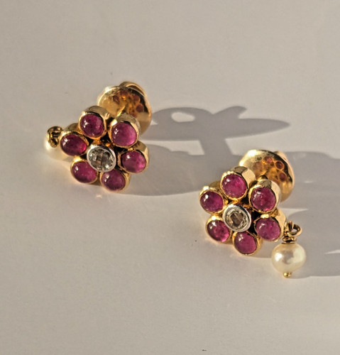 18ct gold ruby diamond pearl - 18ct,