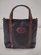 Mulberry Scotchgrain Clutch Bag Women's Black Leather Top Handle Plaid Lining