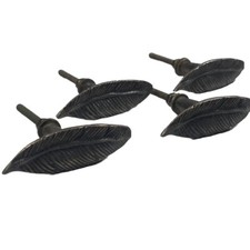 Vintage Style Metal Drawer Handles Knobs | Feathers | Up Cycling Set Of 4