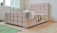 Stylish Caramel Fabric Upholstered Beds Chenille Leather 4FT6 Double 5FT King