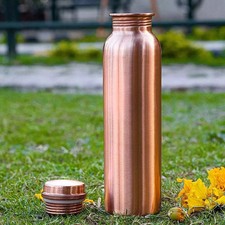 PURE COPPER WATER BOTTLE 1 LTR FLASK BEST QUALITY LEAKPROOF - Classic Plain