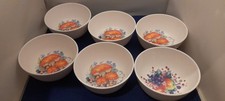 6x Vintage Melamine Bowls Mushroom Fruit Campervan Van Life Cereal Dessert Retro