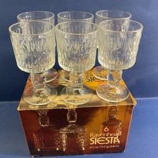 Boxed Ravenhead Siesta Bark Effect  6 X Wine Glasses/Goblets Vintage 1970s. 7cl