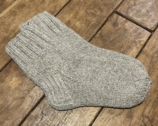 WarmWoolCo. HAND KNITTED 100% WOOL SOCKS, GREY, SIZE 6-7