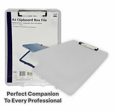 A4 Plastic Compact Clipboard Paper Storage Box Document File Waterproof - White