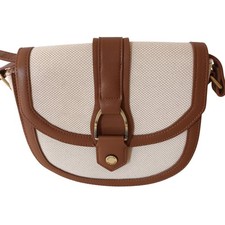 Joules Shoulder Bag Beige Brown Canvas Crossbody Saddle Bag NEW