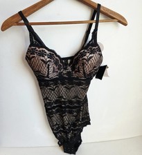 Marilyn Monroe Intimates Small Black Nude Nightie Lace Lingerie BodySuit