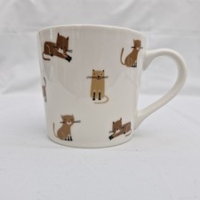 POLLY STOCKTON Mug Curious Cats Animal Bone China Kitten Cute 400ml Cream Brown