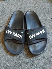 Ivy Park Women's Flat Summer Sliders/Slides, Black, Size UK 6 