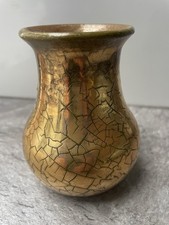 Elton Ware Art Studio Gold Crackle Pottery Vase Sir Edmund Elton