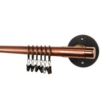 Curtain Pole Rail Tension Rod Industrial Metal Copper Pipe & Iron Tee Nut Style