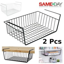 2PCS LARGE UNDER SHELF STORAGE BASKET RACK KITCHEN HEAVY DUTY CUPBOARD ORGANISER