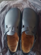 Birkenstock Navy Leather Clogs