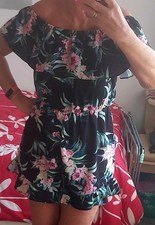 Lipsy Black Green Floral frill