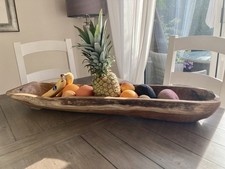 X-Large Hand-carved Oblong Wooden Bowl Fruit Sweets Nuts Long Teak Root Pot Dish