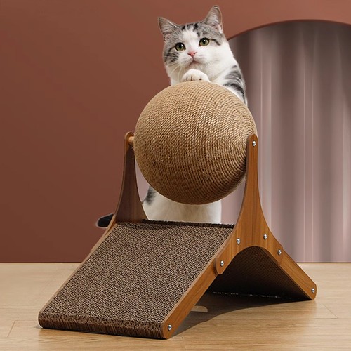 Sisal cat scratching - cat, ball