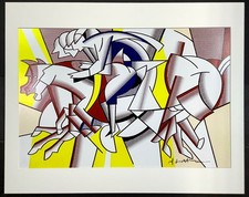 Roy Lichtenstein Hand Signed Lithograph Vibrant Color Large Frame Ready Fine Art