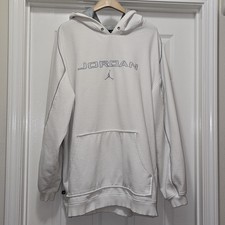 Vintage Air Jordan Flight Embroidered Pullover Hoodie White / Gray Men's XXL