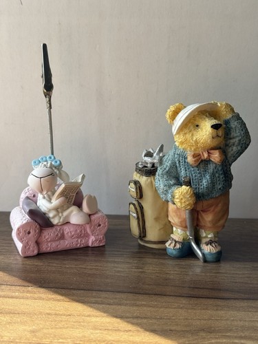 Teddy bear golfer figurine - figurine, &
