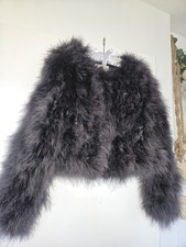 Feather Jacket Dark Grey Charcoal Grey S/M Women's Winter Coat