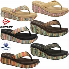 Ladies Memory Foam Wedge Heel Walking Fit Flip Flops Fitness Toning Sandals Shoe