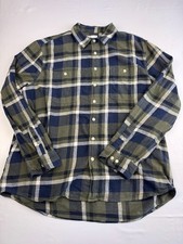 Sonoma Mens XL Flannel Shirt Long Sleeve Plaid Button Down Green Navy