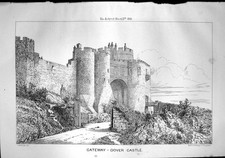Old Gateway Dover Castle Imposing Ivy Covered People Wooden Gate 1869 Victorian
