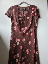 Laura Ashley Dress 14 100% silk Floral Midi