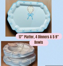 Shabby Chic White & Blue Bow