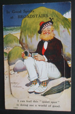 20s LAWSON WOOD Novelty Pull out Comic KENT BROADSTAIRS SCOT HIP FLASK SPIRITS