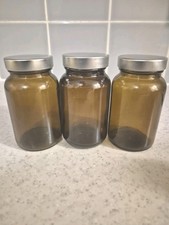 3 x Jars Amber Brown Glass
