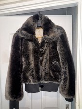 Vintage Baby Phat Faux Fur Jacket Women’s Size L Brown/Black Y2K Logo Bomber