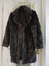 Grey Shaggy Fur Long Coat 10 12