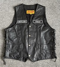 GENUINE LEATHER CHICAGO OUTLAW NOMADS BIKERS CLUB WAISTCOAT UNWORN Medium
