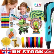 3D Printing Pen Set 20 Colours PLA Filament Doodle Printer Drawing DIY Kids Gift