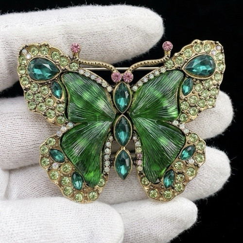 Large green butterfly brooch - butterfly,