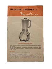 Instruction Manual For A Moulinex Blender Grinder 2 Good Condition.