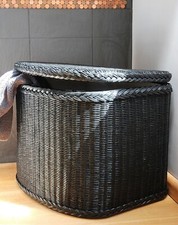 d shape wicker laundry basket