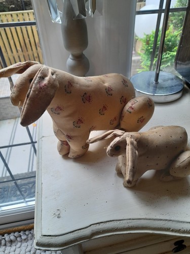 Two antique vintage hand - , sewn
