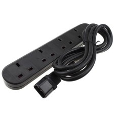 IEC C14 to 4 Way UK Mains Sockets Lead UPS Power Splitter 2m BLACK