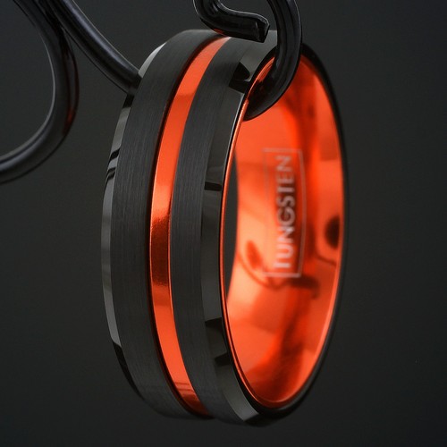 Black tungsten carbide orange - black,