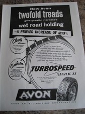 TWO FOLD TREADS NEW AVON TYRES WET ROAD HOLDING 1961 ADVERT A4 FILE 53