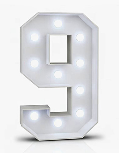 White led light number 9 - white, light-up