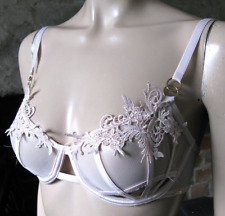 BLUEBELLA Lace Sheer Soft Peach Pink Burlesque Wedding Bondage UK 32D EU 70D vgc
