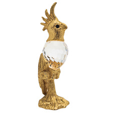 Vintage Gold-Toned Parrot Figurine with Crystal Body - Elegant Collectible