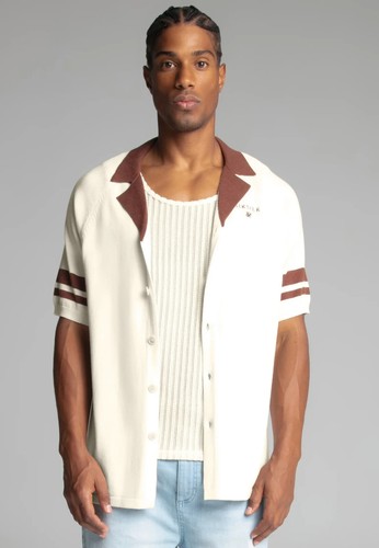 Siksilk mens ecru resort shirt - siksilk,