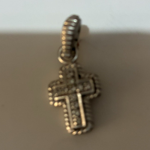Silver cross pendant charm - silver,